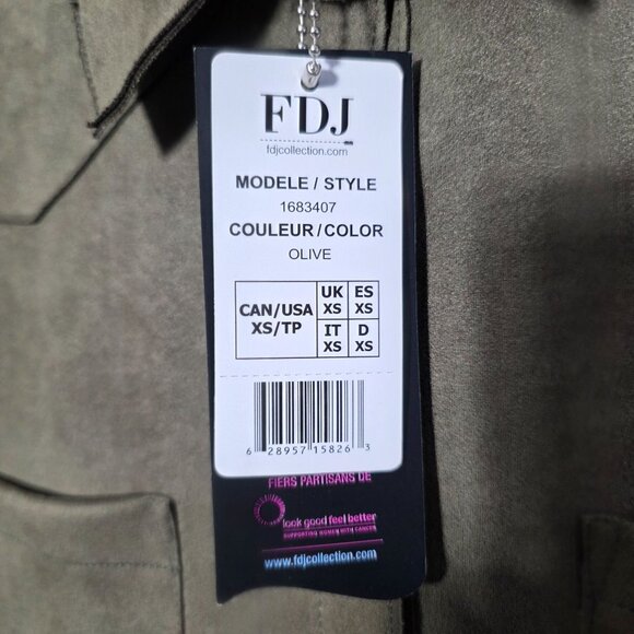 FDJ Faux Suede Boho Western Shirt Dress XS Olive Autumn Button-Down Pockets New - Picture 6 of 11